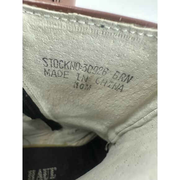 *Flaw Long Haul Mens Leather Cowboy Boots Sz 10M Western Zip Ankle Riding Brown - Picture 11 of 16